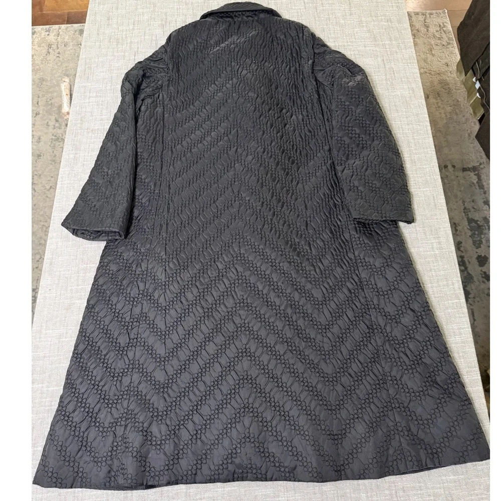 Vintage Engel-Fetzer Cleveland Quilted Chevron Double Breasted Coat Black